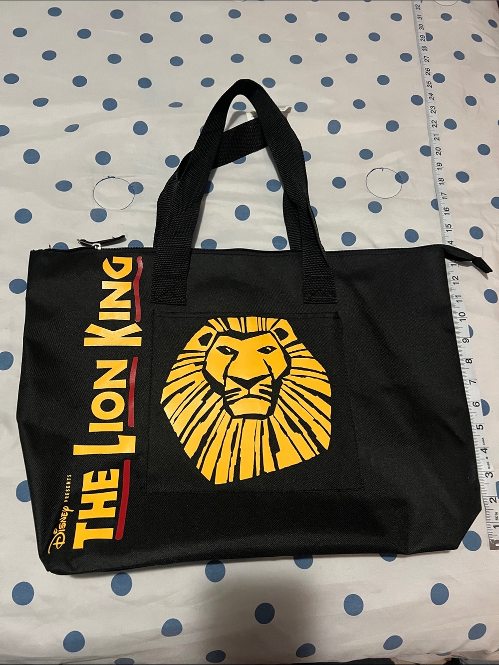 Disney Black Tote Bag with Zipper Lion King Musical Zippered Tote Bag